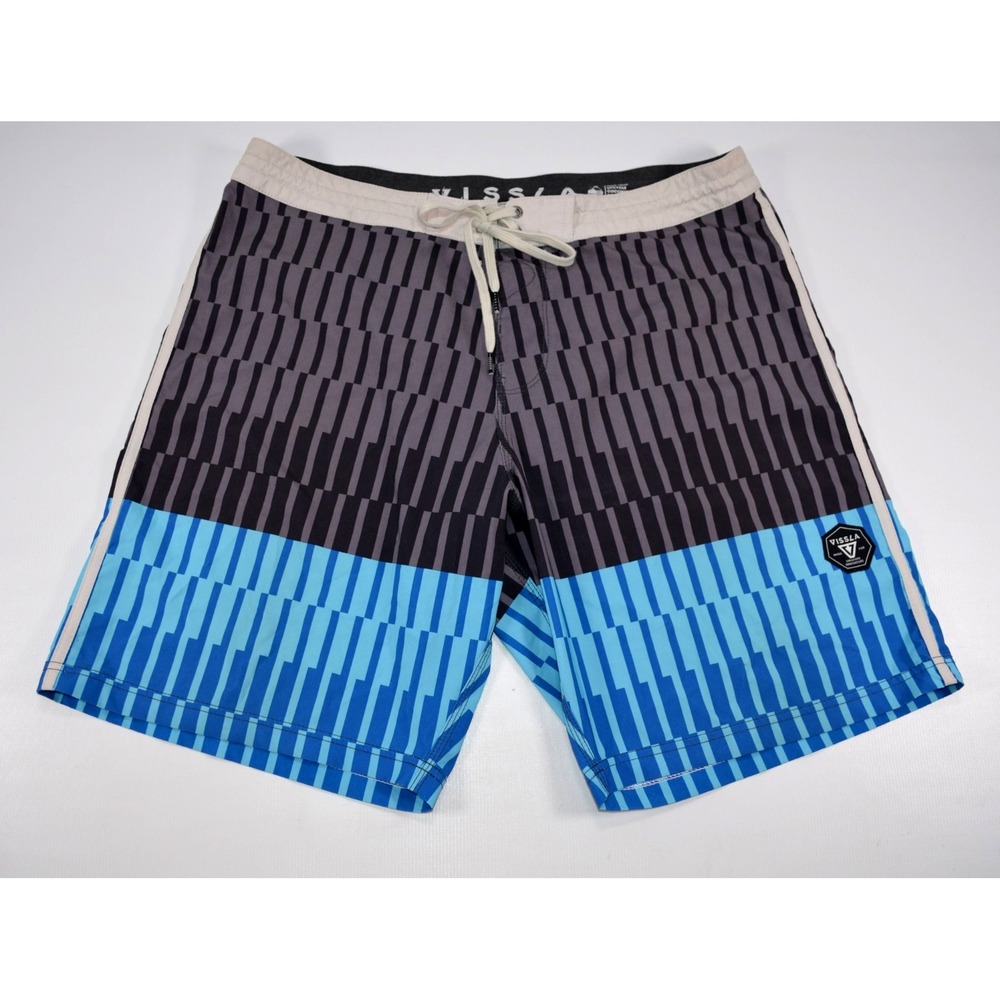Vissla Board Shorts Coconut Stretch Mens 36 Blue Gray Beach Swim Surf Waist 38"